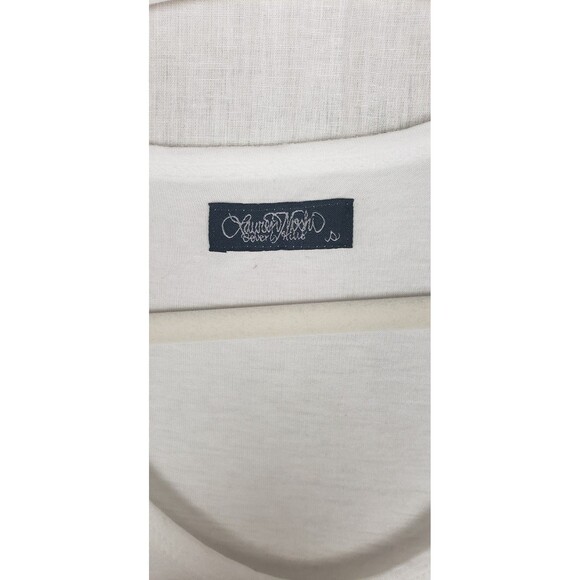 Lauren Moshi Tunic Tee S White Black Stiletto Heels Lipstick Asymmetric‎ Hem USA - Picture 3 of 7